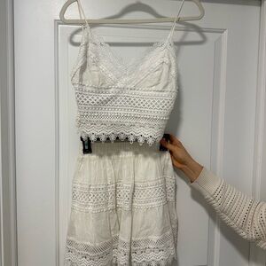 DO+BE White Lace Mini Skirt and Top Set